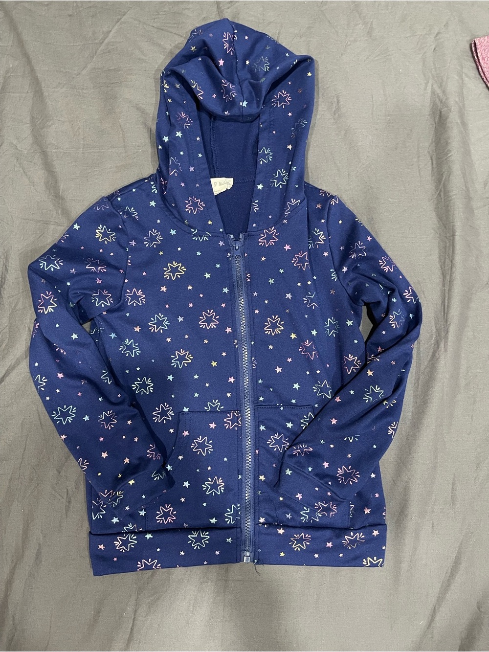 Girls' Navy Star-Print Zip Hoodie
